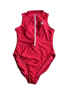 Reebok Women's Coral Mock Neck Half-Zip One-Piece Swimsuit Size Large